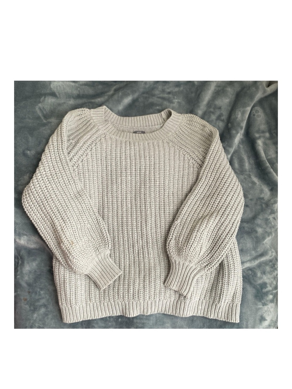 Aerie Cozy Chunky Knit Crewneck Sweater - Light Gray